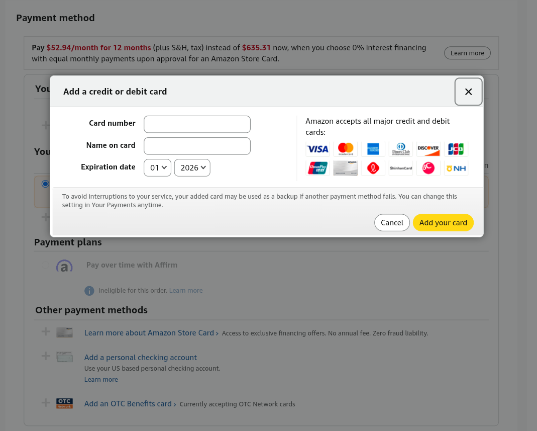 Enter your Pouchers virtual Dollar card details