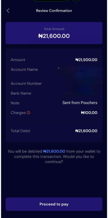 click Proceed to Pay to complete the transfer
