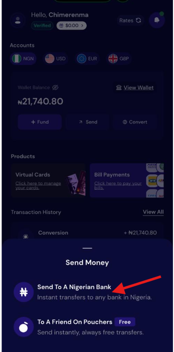 Send to a Nigerian Bank.