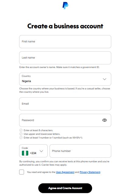 How to create a PayPal account in Nigeria
