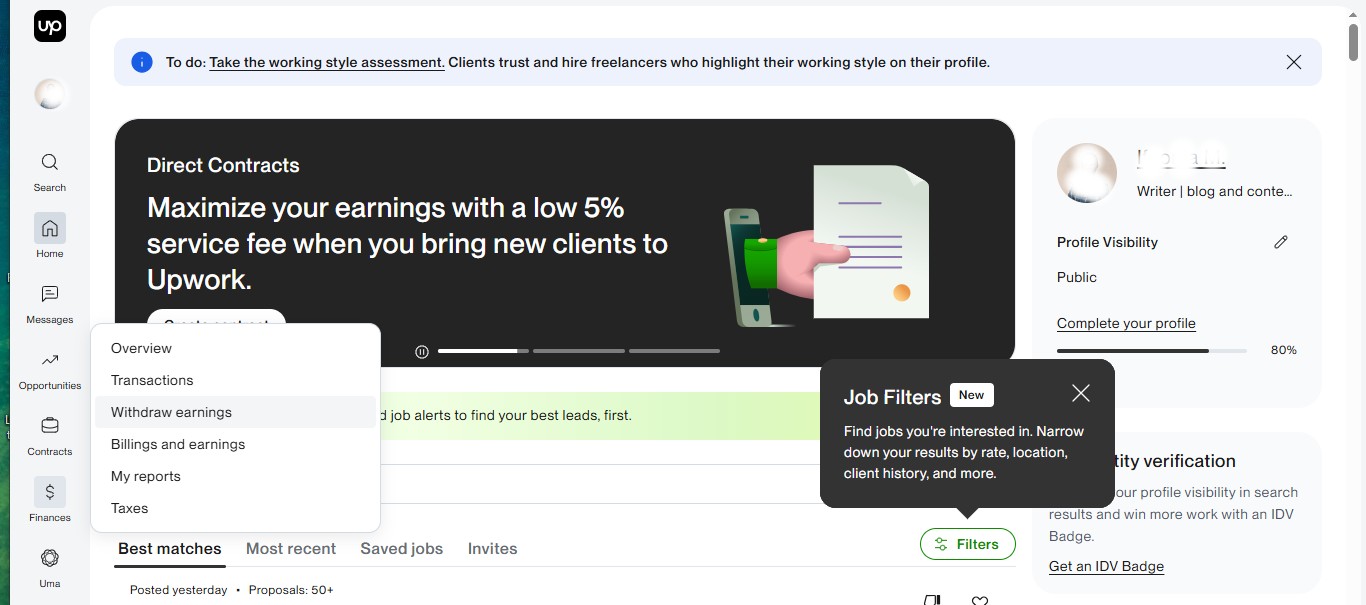 How to withdraw money from Upwork